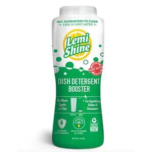 LEMI SHINE Dish Detergent Booster Powder, Fresh Lemon Scent, 24oz